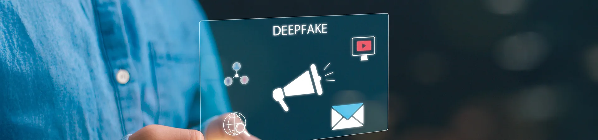 Ilustración del proceso de detección de deepfake en videollamada empresarial: señales visuales y auditivas que delatan contenido sintético generado con inteligencia artificial